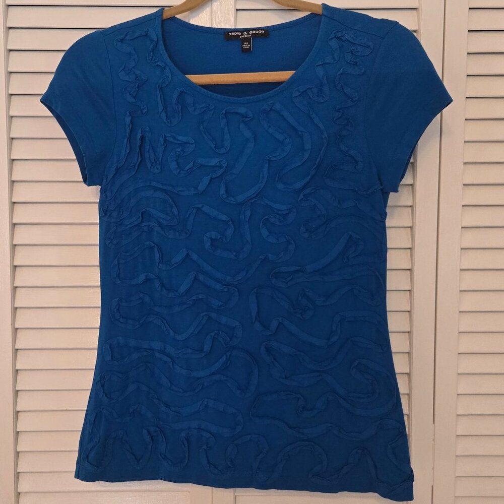 Cable & Gauge Aqua Blue Top - Size Petite S